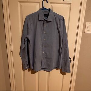 dan john blue button down shirt
